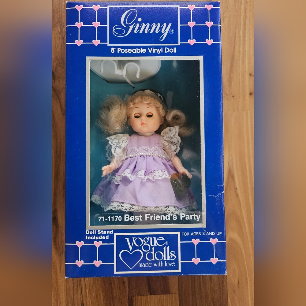 Ginny Poseable Vinyl Doll - Purple Dress Vintage 1987 Besy Friends Party 71-1170